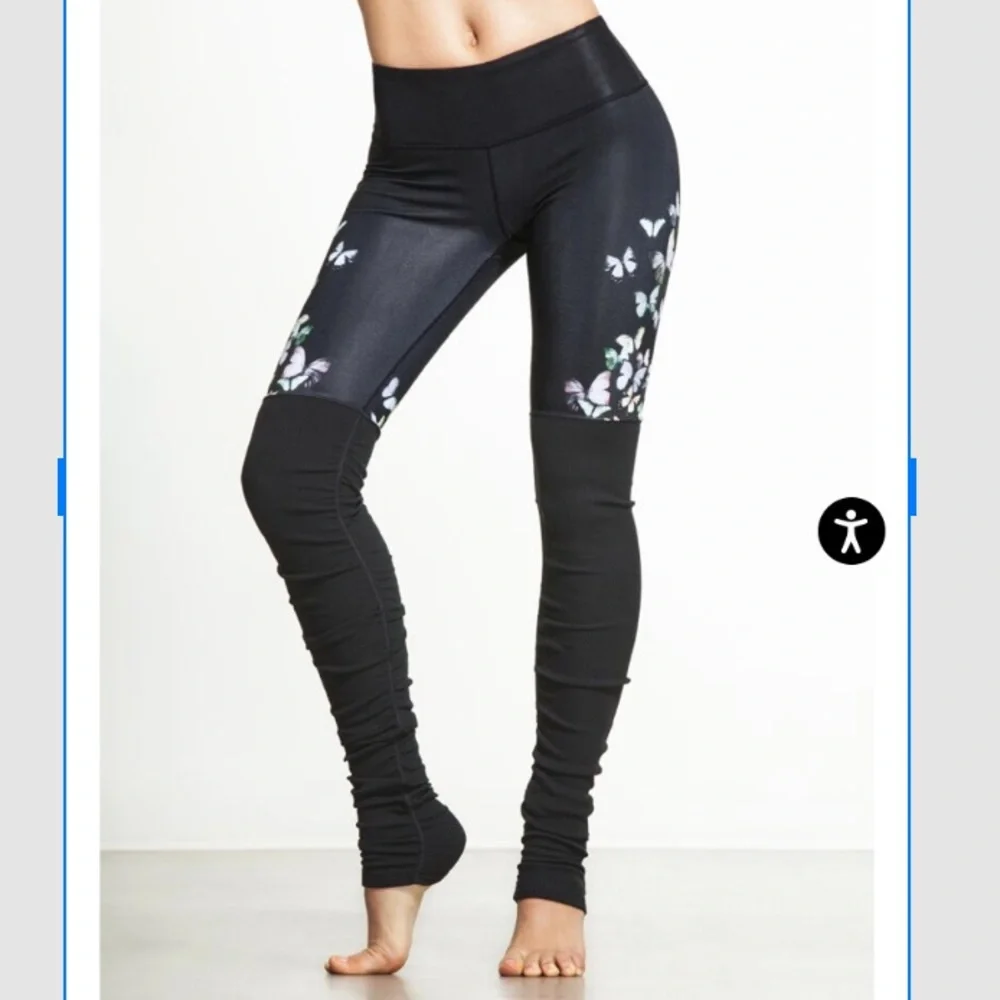 ALO Yoga Black Gypset Goddess Butterfly Leggings: Size Small